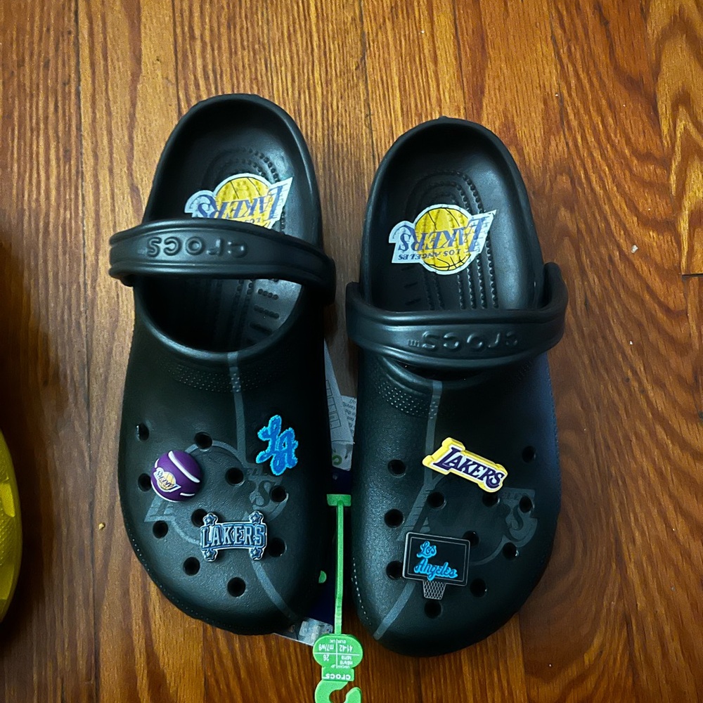 CROCS  Black Clogs with Sports Charms
